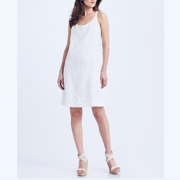 eileen fisher white linen dress